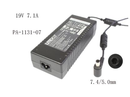 Picture of LITE-ON PA-1131-07 AC Adapter- Laptop 19V 7.1A, 7.4/5.0mm, N/O Pin, 3-Prong