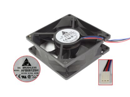 Picture of Delta Electronics AFB0812SH Server - Square Fan 6C06, sq80x80x25mm,  3-wire, DC 12V 0.51A