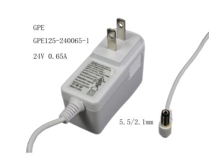 Picture of GPE GPE125-240065-1 AC Adapter 20V & Above GPE125-240065-1, White
