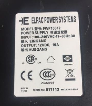 Picture of ELPAC FWP10012 AC Adapter 5V-12V FWP10012