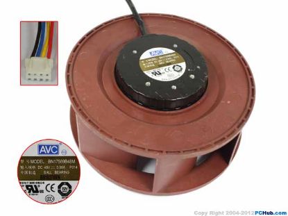 Picture of AVC BN17569B48M Server - Square Fan P014, sq150x150x50mm, w80x4x4, DC 48V 0.9A