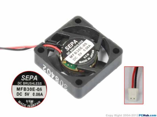 Picture of SEPA MFB30E-05 Server - Square Fan sq30x30x7mm, 2-wire, DC 5V 0.08A,
