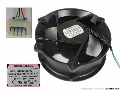 Picture of Delta Electronics EHB1748EHG Server - Round Fan -BA99, dia172x150x51mm, w80x4x4, DC48V 1.44A