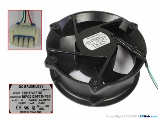 Picture of Delta Electronics EHB1748EHG Server - Round Fan -BA99, dia172x150x51mm, w80x4x4, DC48V 1.44A