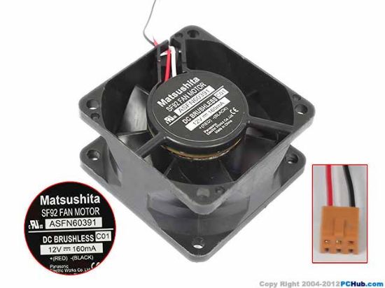 Picture of Panasonic ASFN60391 Server - Square Fan C01, SF60x60x25, w50x3x3, 12V 160mA