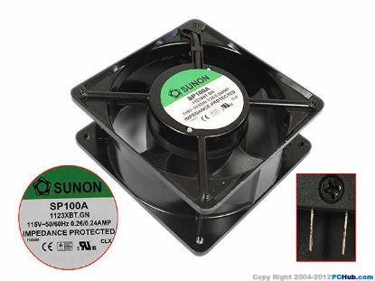 Picture of SUNON SP100A Server - Square Fan 1123XBT.GN, SF120x120x38, w2-pin, 115V 20W, Steel