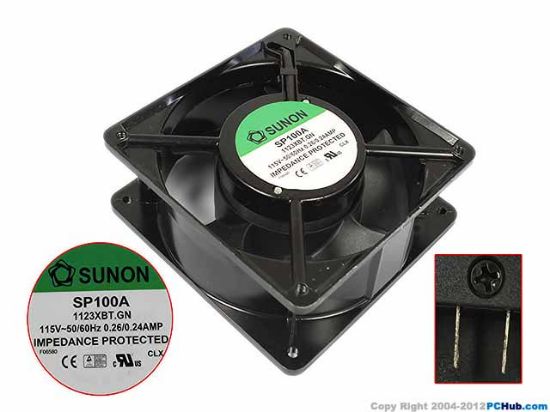 Picture of SUNON SP100A Server - Square Fan 1123XBT.GN, SF120x120x38, w2-pin, 115V 20W, Steel