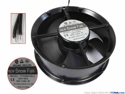 Picture of SNOW FAN / YONGYIHAO YY22060HBL2 Server - Round Fan Steel, rd220x220x60, 2w, AC 220V 0.45A
