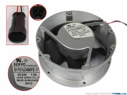 Picture of Japan Servo D1751U24B6PZ-17 Server - Round Fan DC 24V 1.8A, 170x170x51mm, 2-pin 2-wire