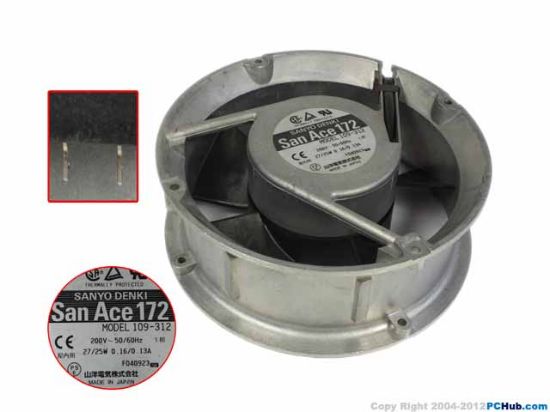 Picture of Sanyo Denki 109-312 Server - Round Fan dia172x172x51mm, 0-wire, 200V 0.16A
