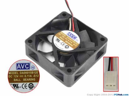 Picture of AVC DA06015B12E Server - Square Fan S12, sq60x60x15mm, 3-wire, 12V 0.11A