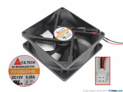 Picture of Y.S TECH FD129225HB Server - Square Fan sq90x90x25mm, w80x2x2, 12V 0.26A