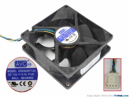 Picture of AVC DS09225T12U Server - Square Fan P128, sq90x90x25mm,w40x4x4, DC 12V 0.7A