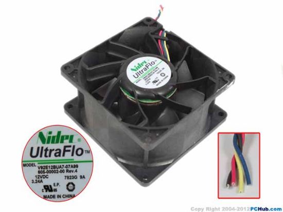 Picture of Nidec V92E12BUA7-07 Server - Square Fan A99, sq90x90x38mm, 4-wire, DC 12V 3.24A
