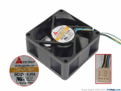 Picture of Y.S TECH FD127025EB Server - Square Fan sq70x70x25mm, w100x4x4, 12V 0.55A