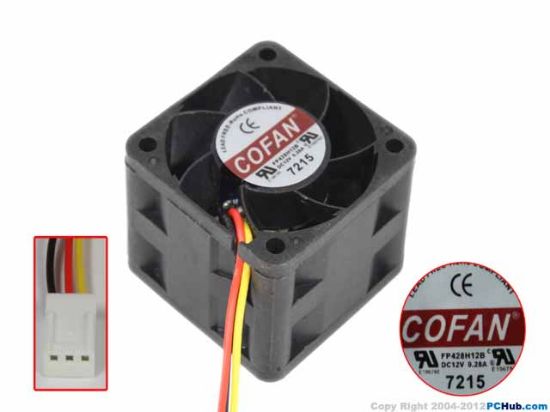 Picture of COFAN FP428H12B Server - Square Fan 12V0.28A, sq40x40x28mm, 3W