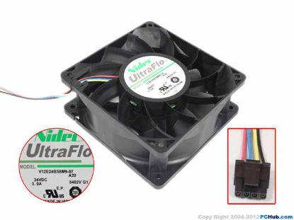 Picture of Nidec V12E24BS8M9-07  Server - Square Fan A20, sq120x120x38, 4w, DC 24V 3A