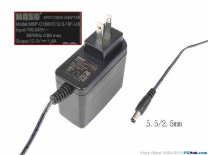 Picture of MOSO MSP-C1500IC12.0-18F-US AC Adapter 5V-12V MSP-C1500IC12.0-18F-US