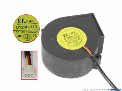 Picture of Y.L FAN / Yate Loon D12BH-12D(GP) Server-Blower Fan sq97x97x33, 3-Wire 3-Pin, 12V 0.30A