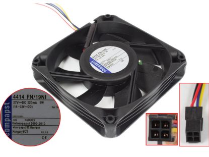 Picture of ebm-papst 4414 FN/19NI Server - Square Fan 4414FN/19NI, sq120x120x25, w75x4x4, 12V 0.22A
