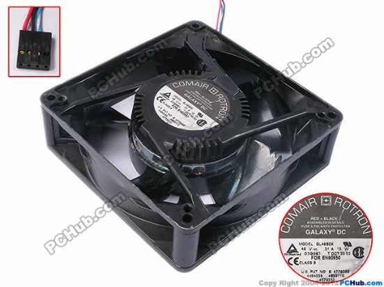 Picture of Comair Rotron GL48BOX Server - Square Fan sq127x127x38mm, w65x3x4, 48V 0.31A 15W