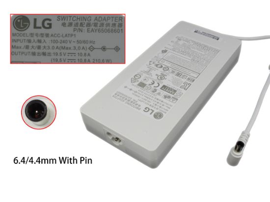 Picture of LG AC Adapter (LG) AC Adapter- Laptop ACC-LATP1, 19.5V 10.8A, 6.4/4.4mm WP, 3P, New