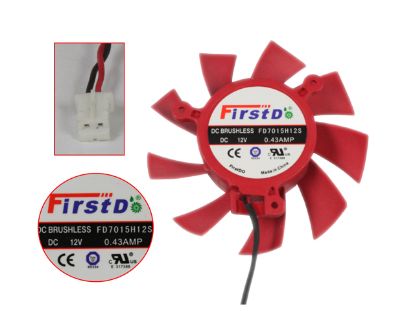 Picture of Firstd FD7015H12S Server - Frameless / GPU Fan 12V 0.43A, W100x2x2, D65xC39, Red