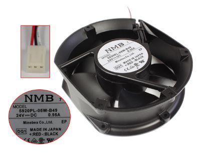 Picture of NMB-MAT / Minebea 5920PL-05W-B49 Server - Round Fan DQ1, RF172x150x50, w100x3x3, 24V 0.95A, Steel