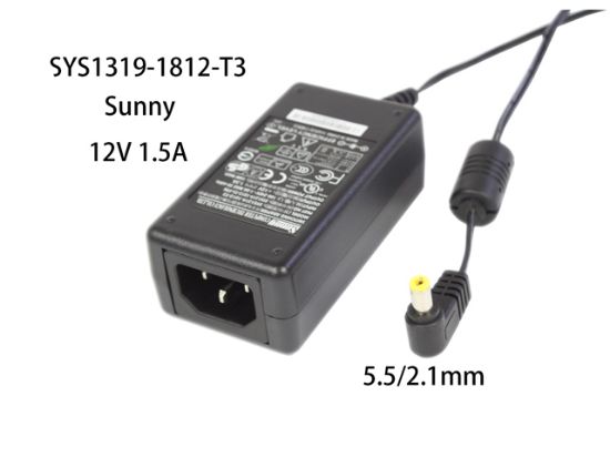 Picture of Sunny SYS1319-1812-T3 AC Adapter 5V-12V 12V 1.5A, 5.5/2.1mm, C14, New
