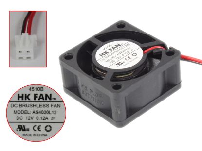 Picture of HK FAN AS4020L12 Server - Square Fan AS4020L12, DC 12V 0.12A