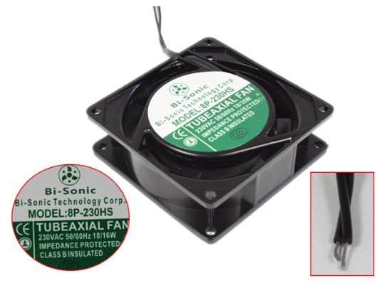 Picture of Bi-Sonic 8P-230HS Server - Square Fan sq80x80x25mm, 2-wire, 230V 18W