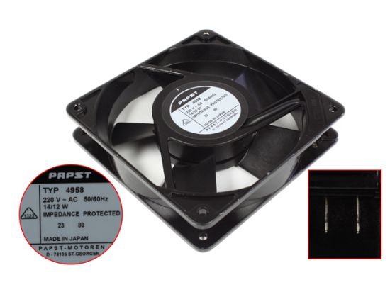 Picture of ebm-papst TYP 4958 Server - Square Fan sq120x120x25mm, 0-wire, 220V 12W