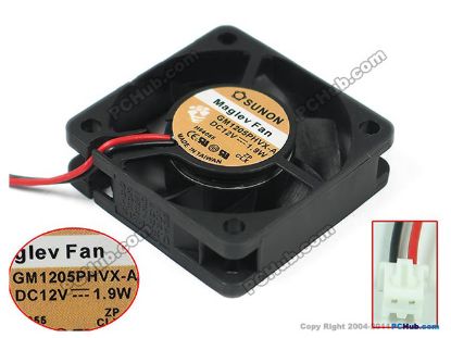 Picture of SUNON GM1205PHVX-A,   Server - Square Fan 12V 1.9W, sq50x50x15mm 2-wire