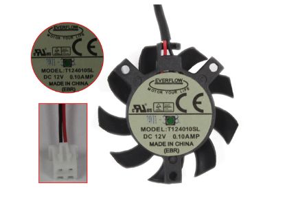 Picture of Everflow T124010SL Server - Frameless / GPU Fan 12V 0.10A, W65x2x2, D36xC29x29x22, Black