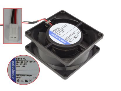 Picture of ebm-papst 8318 HL Server - Square Fan sq80x80x32mm, 2-wire, 48V 4.0W
