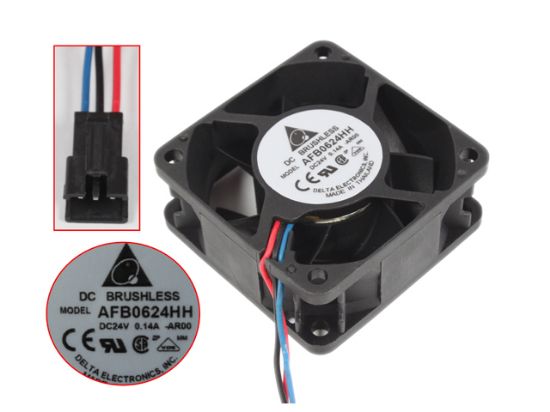 Picture of Delta Electronics AFB0624HH Server - Square Fan -AR00, sq60x60x25mm, 3-wire, DC 24V 0.14A