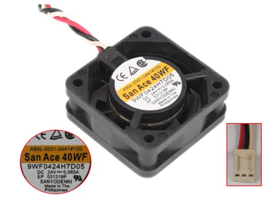 Picture of Sanyo Denki 9WF0424H7D05 Server - Square Fan SF40x40x15, w60x3x3, 24V 0.085A