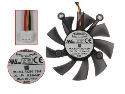 Picture of Everflow R128015SM Server - Frameless / GPU Fan 12V 0.25A, W100x3x3, D75xC43, GreyT, 4H