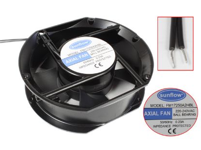 Picture of sunflow FM17250A2HBL Server - Round Fan AC 220/240V 0.23A, 172x150x51mm, 2-Wire