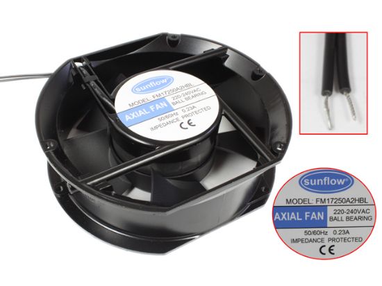 Picture of sunflow FM17250A2HBL Server - Round Fan AC 220/240V 0.23A, 172x150x51mm, 2-Wire