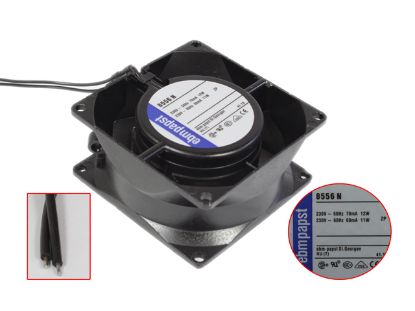 Picture of ebm-papst TYP8556N Server - Square Fan TYP 8556 N, sq80x80x38mm, 230V-50Hz 12W, 230V-60Hz