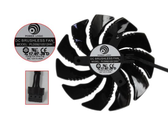 Picture of Power Logic PLD09210S12HH Server - Frameless / GPU Fan 12V 0.40A, W80x3x3, D85xC39, GreyT