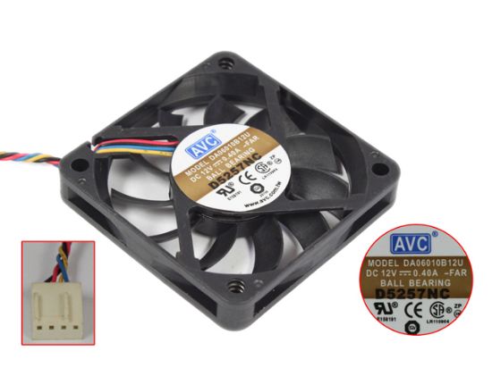 Picture of AVC DA06010B12U Server - Square Fan PS01, -FAR, sq60x60x10, w65x4x4, 12V 0.4A