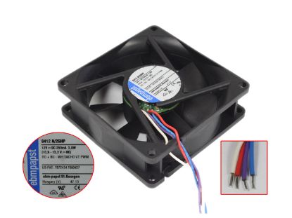 Picture of ebm-papst 8412 N/2GHP Server - Square Fan sq80x80x25, 4-wire,12V 3.0W
