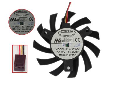 Picture of Everflow T127010DU Server - Frameless / GPU Fan DC 12V 0.45A, 65mmdia, Hole=40x40x40mm