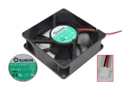 Picture of SUNON KD1208PTB3 Server - Square Fan (2).H, sq80x80x25mm, 2-wire, DC 12v 1.4w
