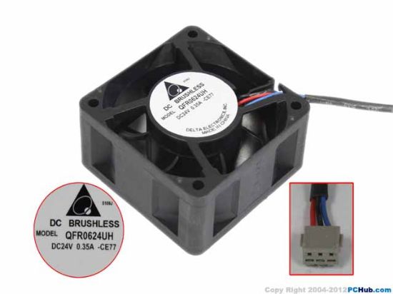 Picture of Delta Electronics QFR0624UH Server - Square Fan -CE77, sq60x60x25mm, 3-wire, DC 24V 0.35A