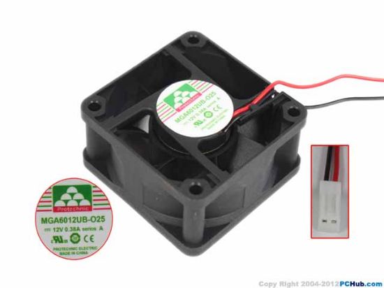 Picture of Protechnic Magic MGA6012UB-O25 Server - Square Fan , sq60x60x25mm, 2-wire, DC 12V 0.38A