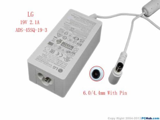 Picture of LG AC Adapter (LG) AC Adapter- Laptop ADS-45SQ-19-3, 19V 2.1A, 6.0/4.4mm WP, 3P, White,
