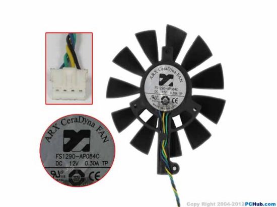 Picture of ARX FS1290-AP084C Server - Frameless / GPU Fan TP, 12V 0.30A, W100x4x4, D83xC40 , Black
